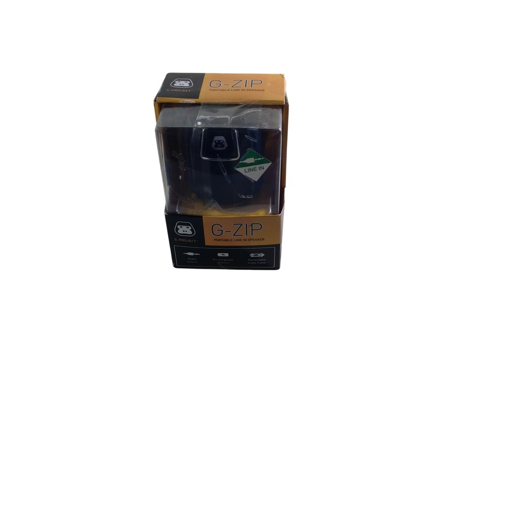 G-PROJECT G-ZIP Portable Line-In Speaker Black G-10K Rugged Retractable Cable